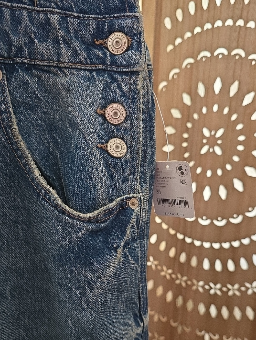 Free People Blue Denim Wide-Leg Overalls - Picture 11 of 11